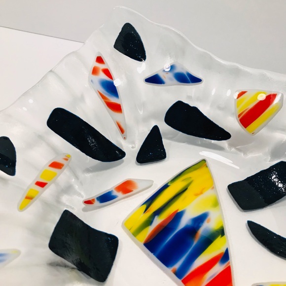 Vintage Fused Glass Multicolour Art Glass One of the Kind Decorative Dish Modern - Picture 4 of 9